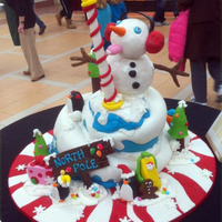 Snowman Cake i made this cake for a local "holiday cake contest". It was held at a local mall. I won first place.