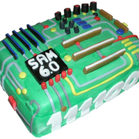 Circuit Board Geek Cake 60th birthday cake, buttercream and fondant.