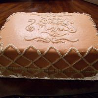 Peach Color With Pearls This cake was a 1/4 marble sheet cake, buttercream frosting. I get orders from my vets office. Everytime they have a B-day they call me for...