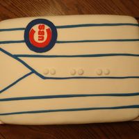 Fathers Day Vanilla cake, strawberry filling, covered and decorated with fondant