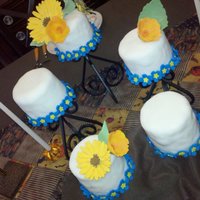 Mini Birthday Cakes Mini cakes were cut using a round cutter from a gellyroll cake sheet. Pumpkin cake with caramel glaze fillng and creamcheese frosting....