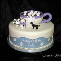 Hot Chocolate Winter Theme Cake Inspired by a few cakes seen here recently... the black lab was added because the cutsomer's BDay girl owns a black lab and she wanted...