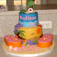 Madison's Birthday! MMF, vanilla wafer for sand. Ideas taken from other C.C cakes. Thanks for the great ideas!