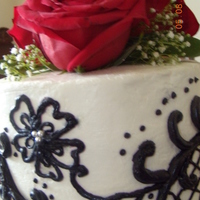 Black And White With Roses Mother's Day cake for my Sister. White cake, lemon filling and buttercream icing.