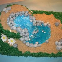 Waterfall Birthday Cake This was a cake for my mother in law. My first time working with the gel. I put the idea together last minute, if I would have had the time...