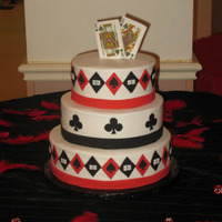 Vegas Wedding My friend wanted a vegas themed cake. We designed this. all BC with fondant accents. Dice were hand panted. TFL