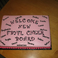Meeting Cake This is just a half sheet cake with strawberry buttercream and fondant letters. TFL