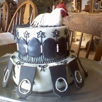 Chicken Mother's Day This is my 5th cake, done for my Beau's mom for Mother's day. She loves chickens and her favorite colors are black and white. top...