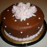 First Cake- Brown And Pink This is my first cake after Wilton Course I! I have high ambitions for future cakes, and I'm continuing my Wilton classes.