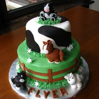 Horse Birthday Cake My first fondant figures. Cake for a horse's birthday (cake is for the people).Bottom tier chocolate with bc covered in bc. Top tier...