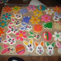 Easter Cookies I made these for my family. I had wrapped them in plastic bags with curling ribbon, I would have taken a picture but they were all gone...