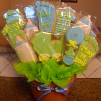 Baby Boy Cookie Bouquet This is a cookie bouquet I made for my sis in law who just had her baby boy. The cookies are NFSC with Antonia's Royal icing. A lot of...