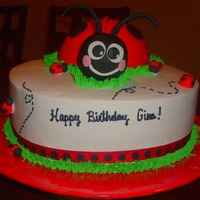 Ladybug Cake I made this cake for my neice. The ladybug was made with the wilton ball pan. The head was RKT covered in fondant. Inspiration ALL from...
