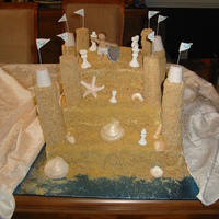 Sandcastle I got the idea for this one from www.pinkcakebox.com as the mom only mentioned beach theme for 150 guests! This is my first 3 tier stacked...