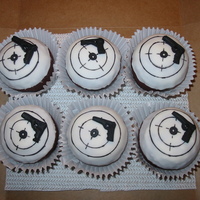 Pistols And Targets Jumbo red velvet cupcakes with cream cheese frosting in the middle (from the top & bottom to be sure it's there!). Thanks to all...