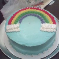 Rainbow I didnt have time to finish this cake but i think it turned out good for my first cake.