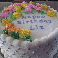 Floral B-Day Cake buttercream, airbrushed with pearl