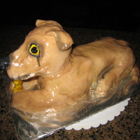 Dog Cake Covered in rolled buttercream and airbrushed
