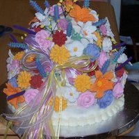 Bride's Bouquet This cake was of a bridal bouquet. The flowers are all made of royal icing and buttercream.