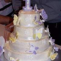 1St Birthday Butterfly Cake I made this for my niece's 1st birthday. I also made individual cakes with a ribbon border and butterfly top for each of the kids.