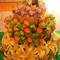 Princess And The Frog Yellow, Purple, and Green Buttercream under each layer of handmade flowers