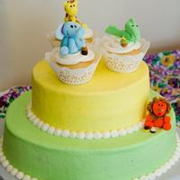 Cupcake & Animal Baby Shower Cake 