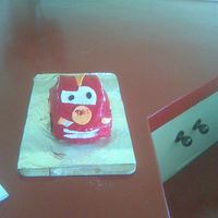 Lightening Mcqueen vanilla cake with chocolate buttercream.all MMF first 3D cake.sorry picture looks too far used a camera phone my camera was missing