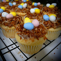 Nest Cupcakes toasted coconut nest with chocolate egg eggs