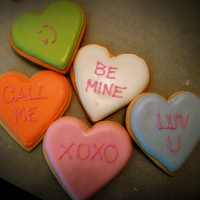 Conversation Heart Cookies NFSC decorated with RI to look like conversation heart candies