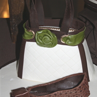 Purse And Shoe This is a white hand bag with brown and green accents and a brown flat shoe that I modeled after my favorite pair of flats. The white and...