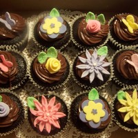 Cupcakes chocolate fudgy espresso/orange cupcakes with chocolate ganache and gumpaste flowers and butterflies