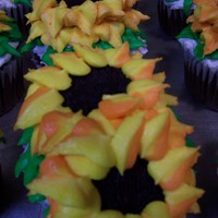 Sunflower Cupcakes Chocolate cupcakes for a bridal shower gift.