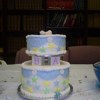 Baby Shower Cake BC W/fondant trim the baby is made out of gum paste.