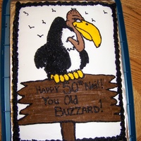 Old Buzzard Chocolate cake decorated in butter cream.