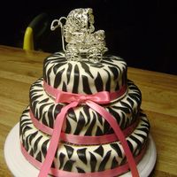 Zebra Baby Shower CAKE COVERED IN MMF MY FIRST TIERED CAKE EVER I WAS HAPPY ON HOW IT CAME OUT
