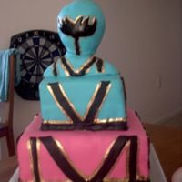 Power Ranger Birthday cake for a five year old boy. Bottom is Chocolate fudge cake with cookies and cream filling (made from reg buttercream), Top is...