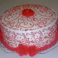Red And White I am really just practicing scrolls. I want to find my own style, I think I like my last cake better. This is a lemon pound cake with...