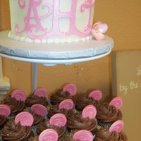 Hydrangea Garden Cupcakes And Groom's Cake This is a mini cake that coordinated with the larger version wedding cake. The cupcakes are all monogrammed (as was everything else...