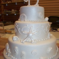 Seashell Wedding Some of the decorations were handmade, some molded with candy molds. All fondant/gumpaste decorations.