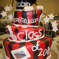 Red & Black Graduation All 4 tiers vanilla butternut; covered in fondant with fondant/gum paste decorations. this was my first attempt at a topsy turvy cake...I&#...