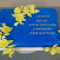 Haha...this Cake Has A Funny Story. Blue/yellow Anniversary Cake So....a few girls at my store thought they would take it upon themselves (note, they are doing a good job learning...) to take a cake order...