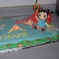 Kai-Lan Birthday Cake My niece celebrated her third birthday and I made this cake for her since she loves Kai-Lan. Vanilla sheet cake, homemade fondant. Red...