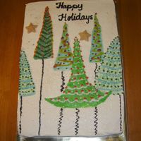 Christmas Card Cake Another cake designed from a christmas card. This one was fun because the trees were a simple design. All buttercream.