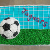 Soccer Goal Cake made for my son's middle school soccer team.