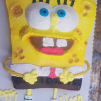 Spongebob chocolate cake with whipped icing, first one i have made. little disappointed with arms and legs but we have to learn somewhere. i think it...