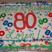 Full Sheet 80Th Birthday Full sheet cake for an 80th birthday, with fondant accents.