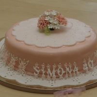 Broderie Anglaise Cake With Flower Spray This cake I have prepared to one of my best friend's 40th birthday