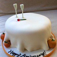 Fall Anniversary Table 35th Anniversary cake for Halloween. Gumpaste Pumpkins, glasses and rose.