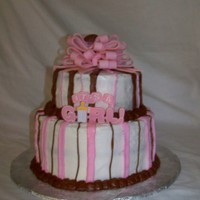 Pink Bow Baby Shower My first attempt at a fondant Bow... not real happy with it ....All butter cream.