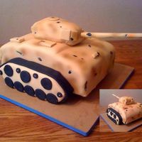 Dessert Tank We made this for our cousin who is about to head off to Army boot camp. It is all yellow cake and the barrel is a shish kebob skewer...